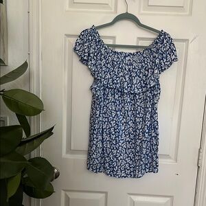J. Jill Blue and White Floral Blouse